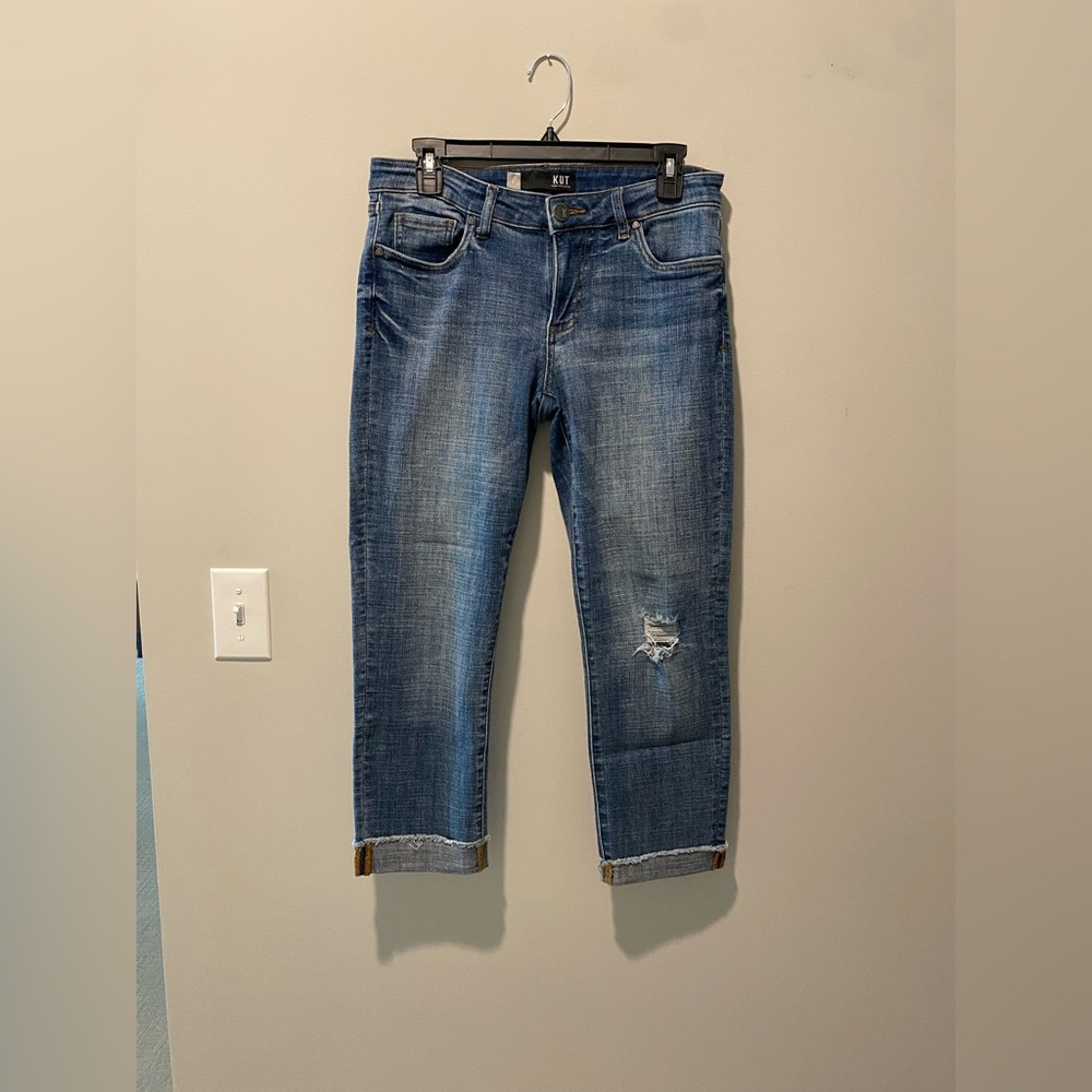 KUT (from the kloth) - Amy Mid Rise Crop Straight Leg Jeans - Size 6